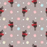 Kerstmis patroon welke hert en marshmelow vector