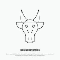 versiering dieren stier Indisch schedel lijn icoon vector