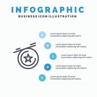 ster medaille blauw infographics sjabloon 5 stappen vector lijn icoon sjabloon