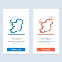 wereld kaart Ierland blauw en rood downloaden en kopen nu web widget kaart sjabloon vector