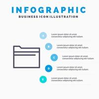 map het dossier gegevens opslagruimte lijn icoon met 5 stappen presentatie infographics achtergrond vector