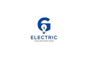 g brief logo ontwerp met licht lamp en bliksem bout. elektrisch bout brief logo. vector