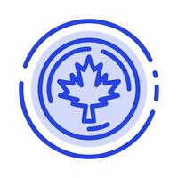 herfst Canada blad esdoorn- blauw stippel lijn lijn icoon vector