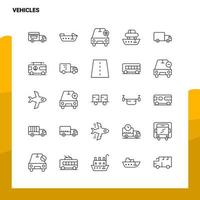 reeks van voertuigen lijn icoon reeks 25 pictogrammen vector minimalisme stijl ontwerp zwart pictogrammen reeks lineair pictogram pak