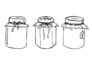 hand- getrokken pot van jam of honing clip art. gezond natuurlijk biologisch Product tekening set. vector