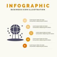 astronomie aarde ruimte wereld solide icoon infographics 5 stappen presentatie achtergrond vector