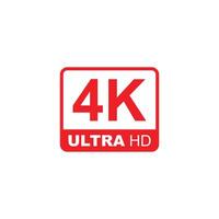 eps10 rood vector 4k ultra of uhd 2160p icoon geïsoleerd Aan wit achtergrond. hoog definitie 4k resolutie symbool in een gemakkelijk vlak modieus modern stijl voor uw website ontwerp, logo, en mobiel app