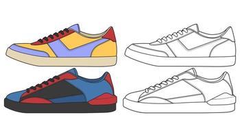 reeks uit sneaker schoen . concept. vlak ontwerp. vector illustratie. sportschoenen in vlak stijl.