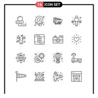 16 gebruiker koppel schets pak van modern tekens en symbolen van gewichtheffen oefening magneet halter datum bewerkbare vector ontwerp elementen