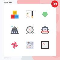 9 vlak kleur concept voor websites mobiel en apps klok maan waterverf Islam moskee bewerkbare vector ontwerp elementen