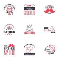 liefde u papa kaart ontwerp voor gelukkig vaders dag typografie verzameling 9 zwart en roze ontwerp bewerkbare vector ontwerp elementen