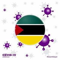 bidden voor Mozambique covid19 coronavirus typografie vlag blijven huis blijven gezond nemen zorg van uw eigen Gezondheid vector