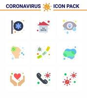 9 vlak kleur coronavirus epidemie icoon pak zuigen net zo kiemen virus conjunctivitis vloeibaar allergie virale coronavirus 2019november ziekte vector ontwerp elementen