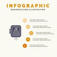 Spanning energie macht transformator solide icoon infographics 5 stappen presentatie achtergrond vector