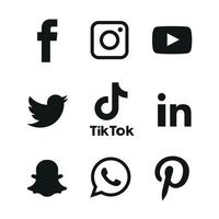 zwart en wit sociaal media pictogrammen reeks logo vector illustrator