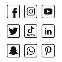 zwart en wit sociaal media pictogrammen reeks logo vector illustrator