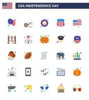 gelukkig onafhankelijkheid dag pak van 25 flats tekens en symbolen voor deur vlag veiligheid land onderzoeken bewerkbare Verenigde Staten van Amerika dag vector ontwerp elementen
