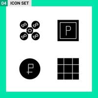 pak van 4 solide stijl icoon set. glyph symbolen voor afdrukken. creatief tekens geïsoleerd Aan wit achtergrond. 4 icoon set. vector