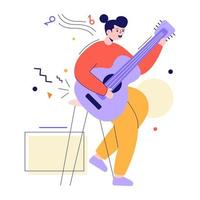 een modern vlak illustratie van gitarist vector