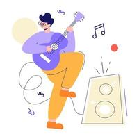 een modern vlak illustratie van gitarist vector