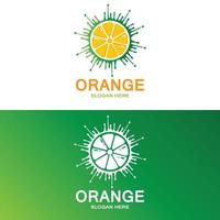 vers fruit oranje vector logo ontwerp voor fruit winkel, sap winkel, in oranje kleur