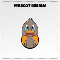 voedsel logo eend mascotte illustratie vector ontwerp