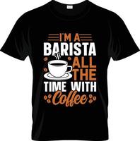 barista koffie t-shirt ontwerp, barista koffie t-shirt leuze en kleding ontwerp, barista koffie typografie, barista koffie vector, barista koffie illustratie vector