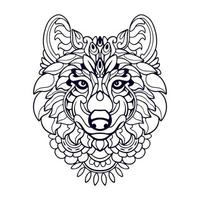 mooi wolf hoofd mandala kunsten geïsoleerd Aan wit achtergrond vector