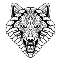 mooi wolf hoofd mandala kunsten geïsoleerd Aan wit achtergrond vector