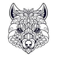 mooi wolf hoofd mandala kunsten geïsoleerd Aan wit achtergrond vector