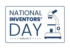 nationaal uitvinders dag Aan februari 11 viering van genie innovatie naar eer Schepper van wetenschap in vlak tekenfilm hand- getrokken sjabloon illustratie vector