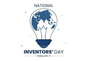nationaal uitvinders dag Aan februari 11 viering van genie innovatie naar eer Schepper van wetenschap in vlak tekenfilm hand- getrokken sjabloon illustratie vector
