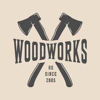 wijnoogst timmerwerk, houtwerk en monteur label, insigne, embleem en logo. vector illustratie. monochroom grafisch kunst.