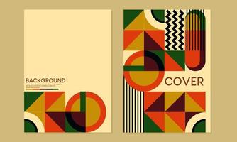 jaar- verslag doen van Hoes ontwerp met abstract bauhaus patroon. meetkundig retro achtergrond. a4 grootte voor boeken, tijdschriften, catalogi, flyers, posters vector