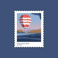 vector reizen port postzegels Queenstown, nieuw Zeeland. mail envelop, post kantoor postzegel vector illustratie ontwerp.