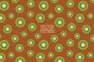 kiwi sappig groen fruit ronde vorm Aan een bruin achtergrond naadloos herhaling patroon vector