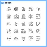25 pictogrammen lijn stijl creatief schets symbolen zwart lijn icoon teken geïsoleerd Aan wit achtergrond vector