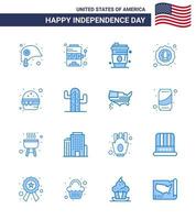 gelukkig onafhankelijkheid dag Verenigde Staten van Amerika pak van 16 creatief blues van hamburger adelaar alcohol viering Amerikaans bewerkbare Verenigde Staten van Amerika dag vector ontwerp elementen