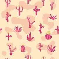 naadloos patronen met verschillend cactussen. helder herhalen structuur met roze cactussen. achtergrond met woestijn planten. vector