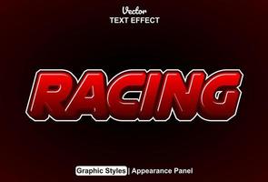 racing tekst effect met grafisch stijl en bewerkbaar. vector
