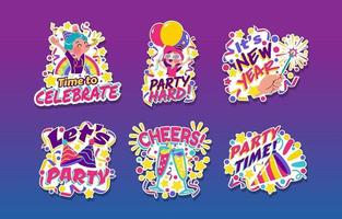 kleurrijke en feestelijke party cartoon stickers vector