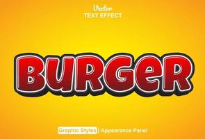 hamburger tekst effect met grafisch stijl en bewerkbaar. vector