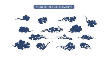 reeks van Chinese wolken vector. ornament oosters elementen voor Aziatisch Chinese nieuw jaar kaart of midden herfst. wijnoogst lucht kunst decoratief illustratie vector