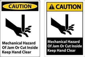 voorzichtigheid mechanisch risico van jam of besnoeiing binnen houden hand- Doorzichtig vector