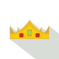 goud Koninklijk kroon icoon, vlak stijl vector