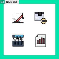 pictogram reeks van 4 gemakkelijk gevulde lijn vlak kleuren van snel winkel vleet bord code verbinding bewerkbare vector ontwerp elementen