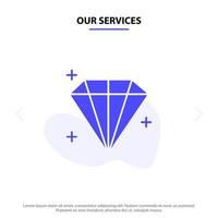 onze Diensten diamant juweel gebruiker solide glyph icoon web kaart sjabloon vector