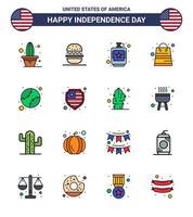 reeks van 16 Verenigde Staten van Amerika dag pictogrammen Amerikaans symbolen onafhankelijkheid dag tekens voor Amerikaans pakketjes alcoholisch geld vloeistof bewerkbare Verenigde Staten van Amerika dag vector ontwerp elementen