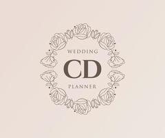 CD initialen brief bruiloft monogram logos verzameling, hand- getrokken modern minimalistisch en bloemen Sjablonen voor uitnodiging kaarten, opslaan de datum, elegant identiteit voor restaurant, boetiek, cafe in vector