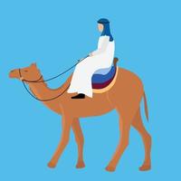 kameel draag- een bedoeïenen geïsoleerd Aan blauw achtergrond. vector illustratie.